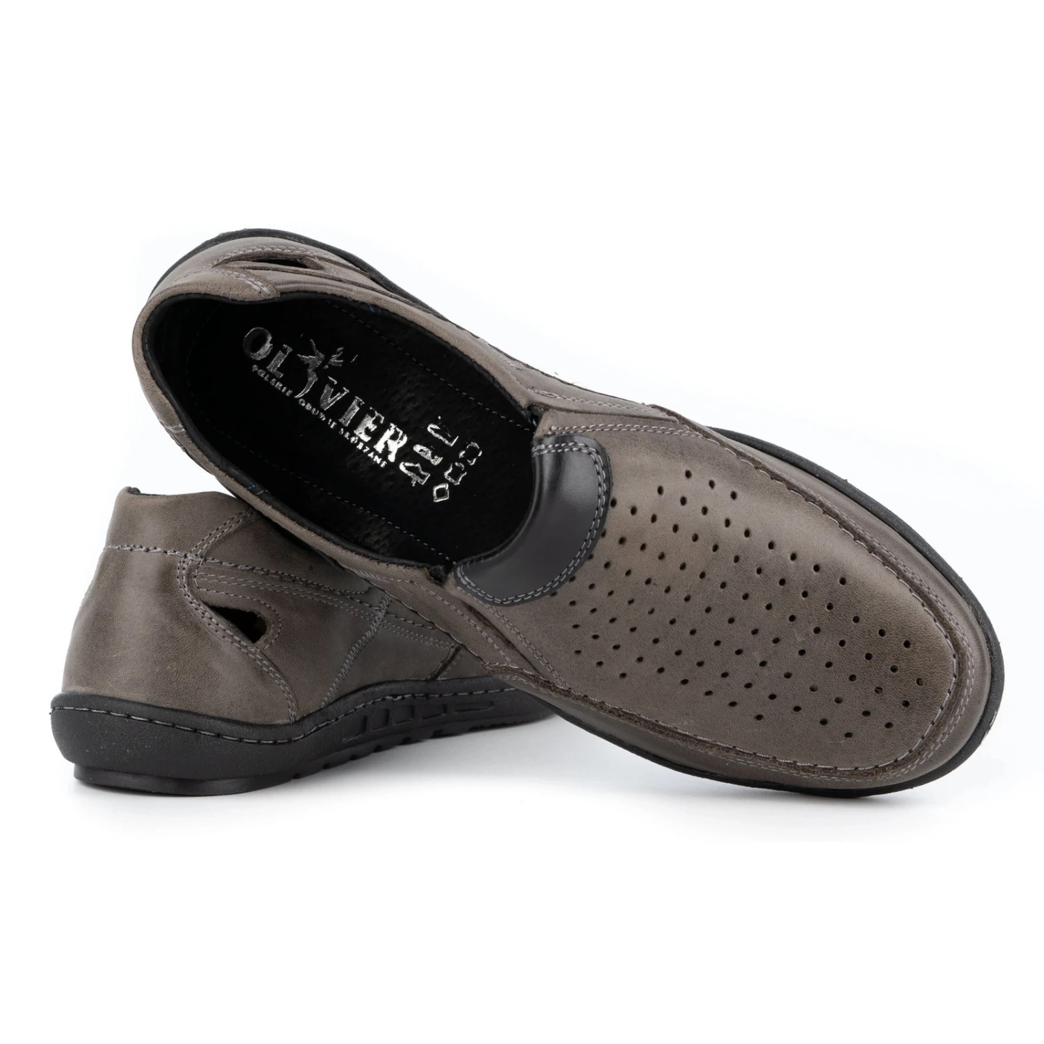 KENT Mocassins Homme En Cuir Gris Pour L'été 602 – Image 5