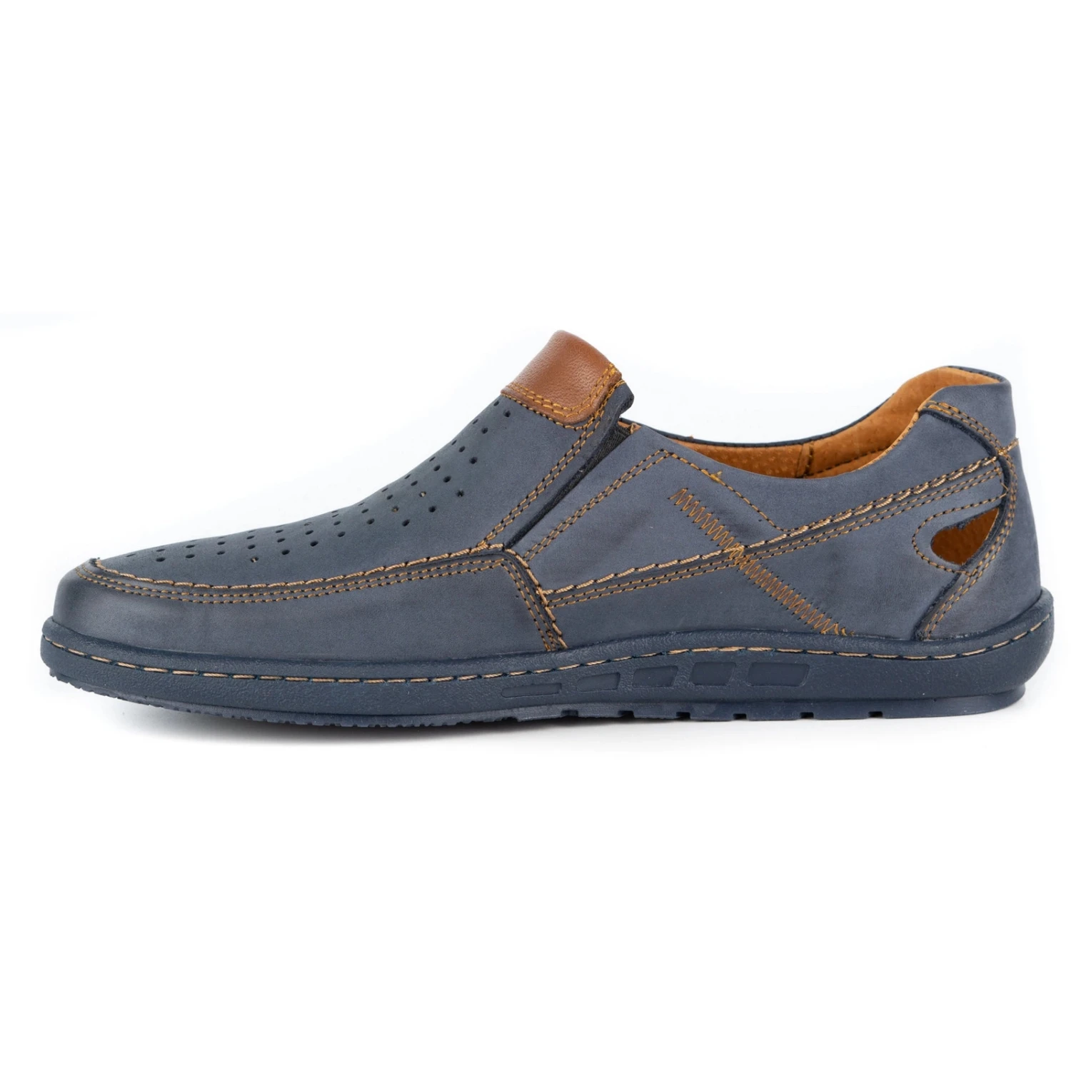 KENT Mocassins Homme En Cuir Pour L'été 602 Bleu Marine