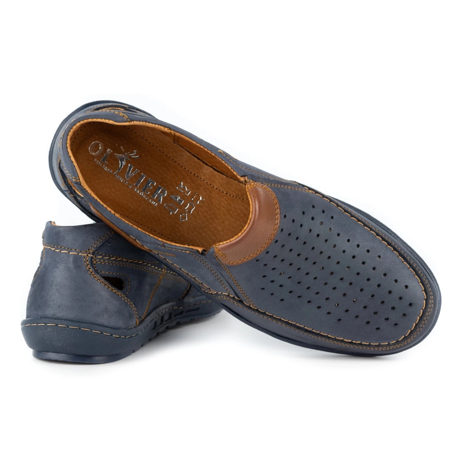 KENT Mocassins Homme En Cuir Pour L'été 602 Bleu Marine – Image 5