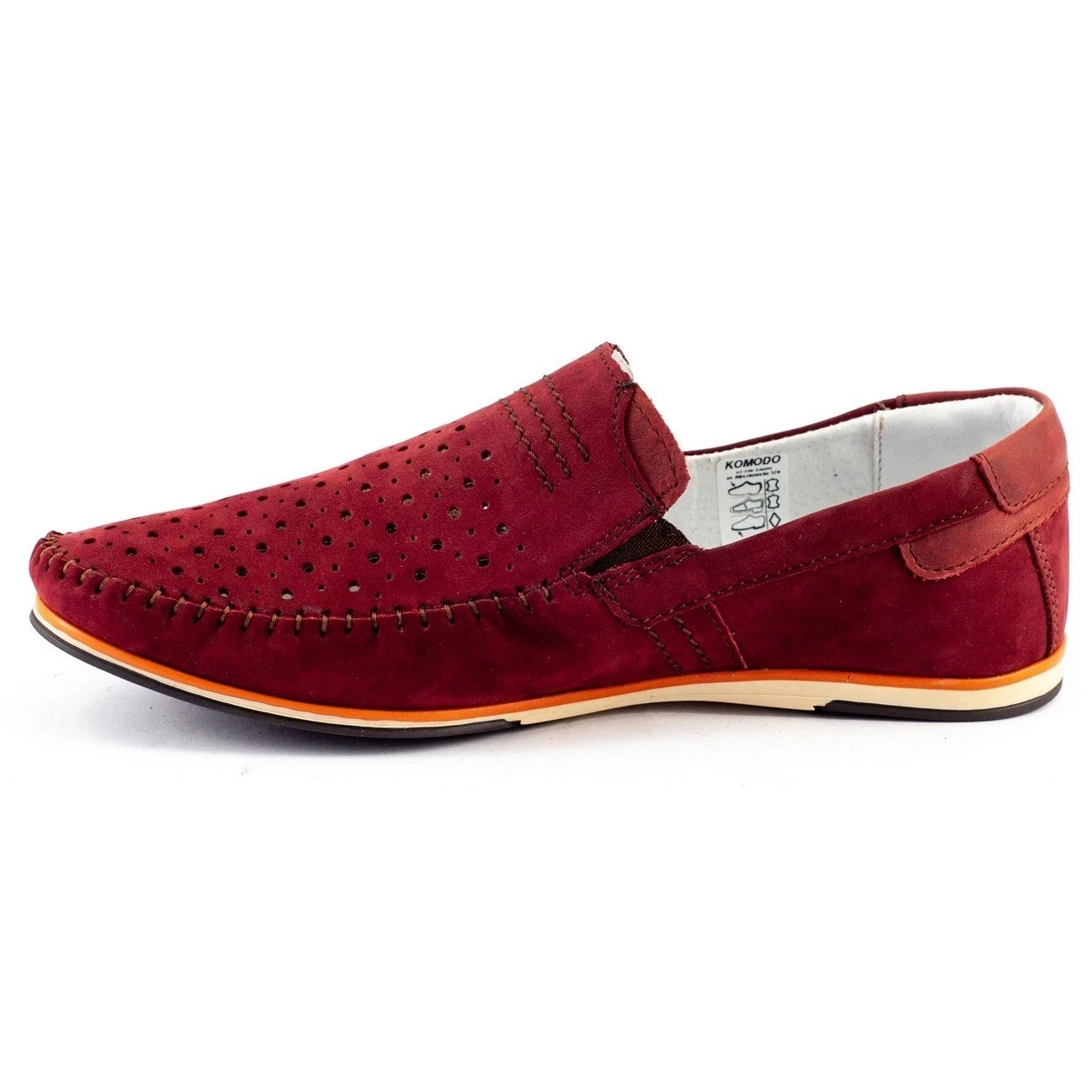 KOMODO Chaussures Homme Mocassins 876 Bordeaux D'été Rouge