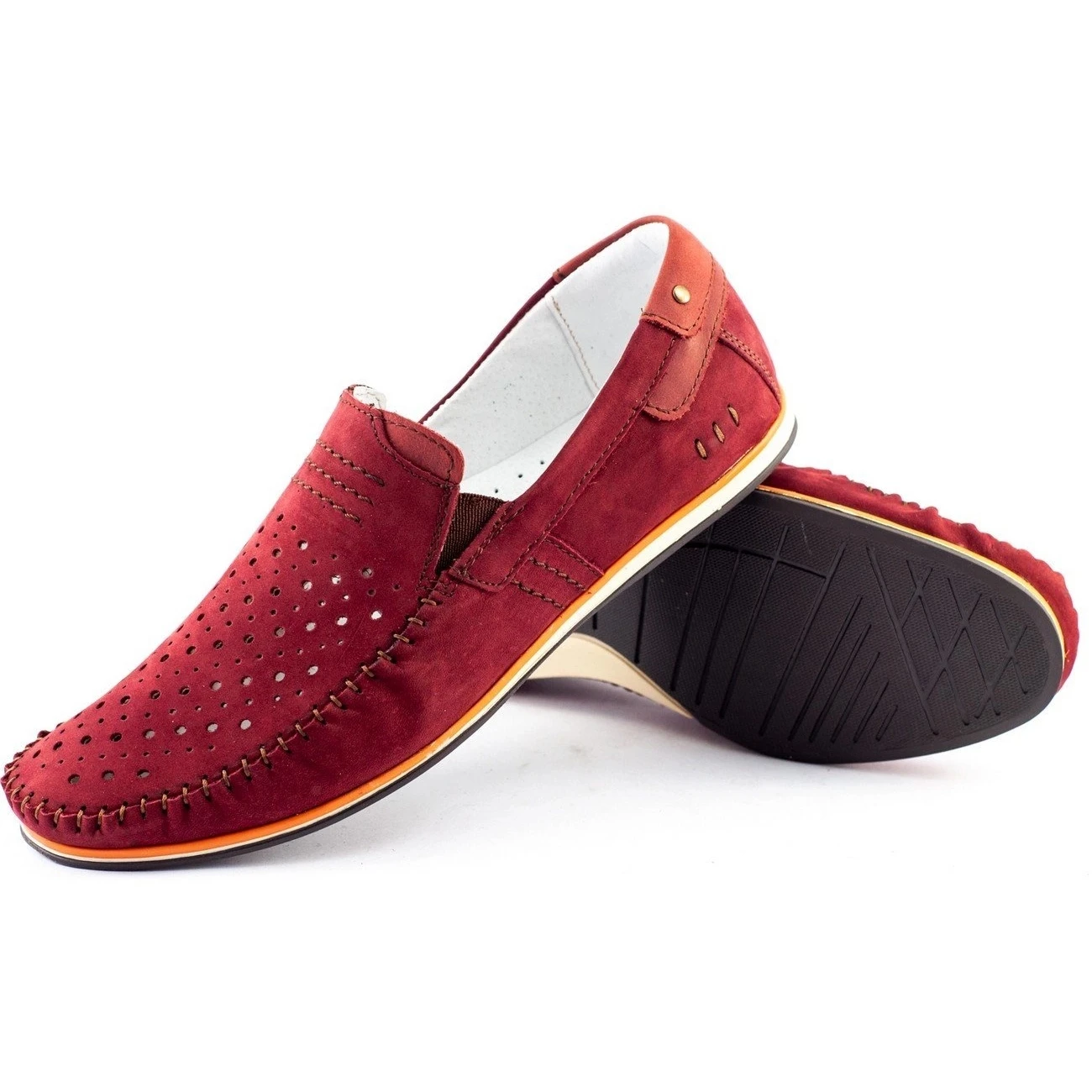 KOMODO Chaussures Homme Mocassins 876 Bordeaux D'été Rouge – Image 3
