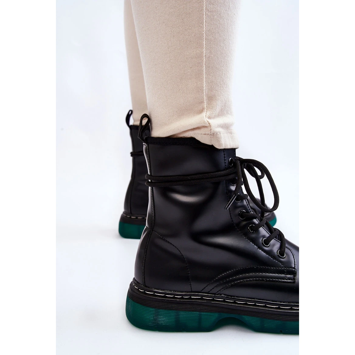 Laura Messi Bottes à Lacets Pour Femmes Avec Semelle Verte Trinah Noire Le Noir – Image 4