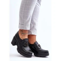 Lemar Brogues élégantes Sur Un Talon Avec Décoration Harmell Noire Le Noir