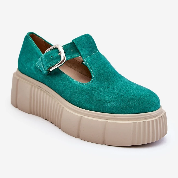 Lemar Brogues En Daim à La Mode Sur Une Plate-forme Massive Vert Colson