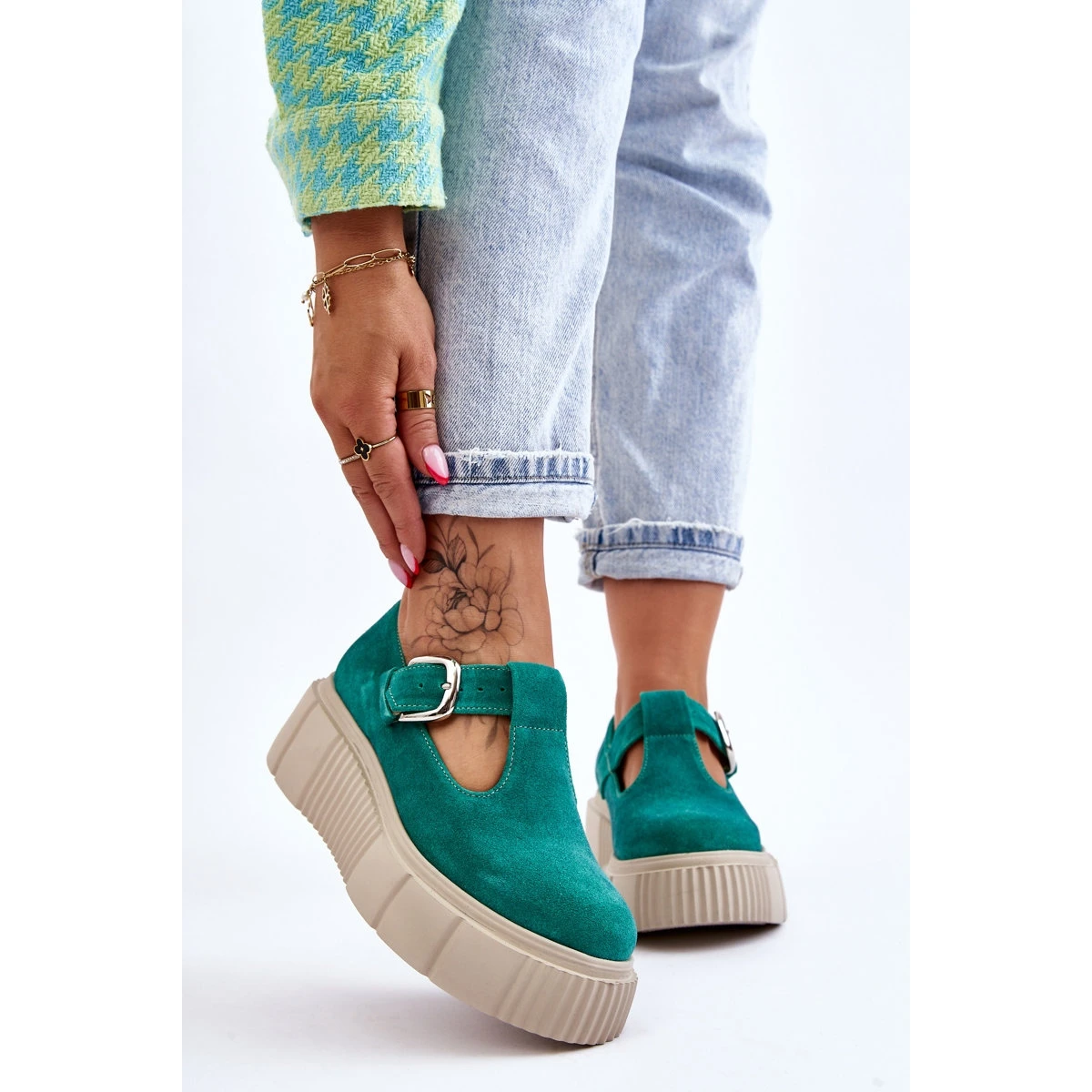 Lemar Brogues En Daim à La Mode Sur Une Plate-forme Massive Vert Colson – Image 3