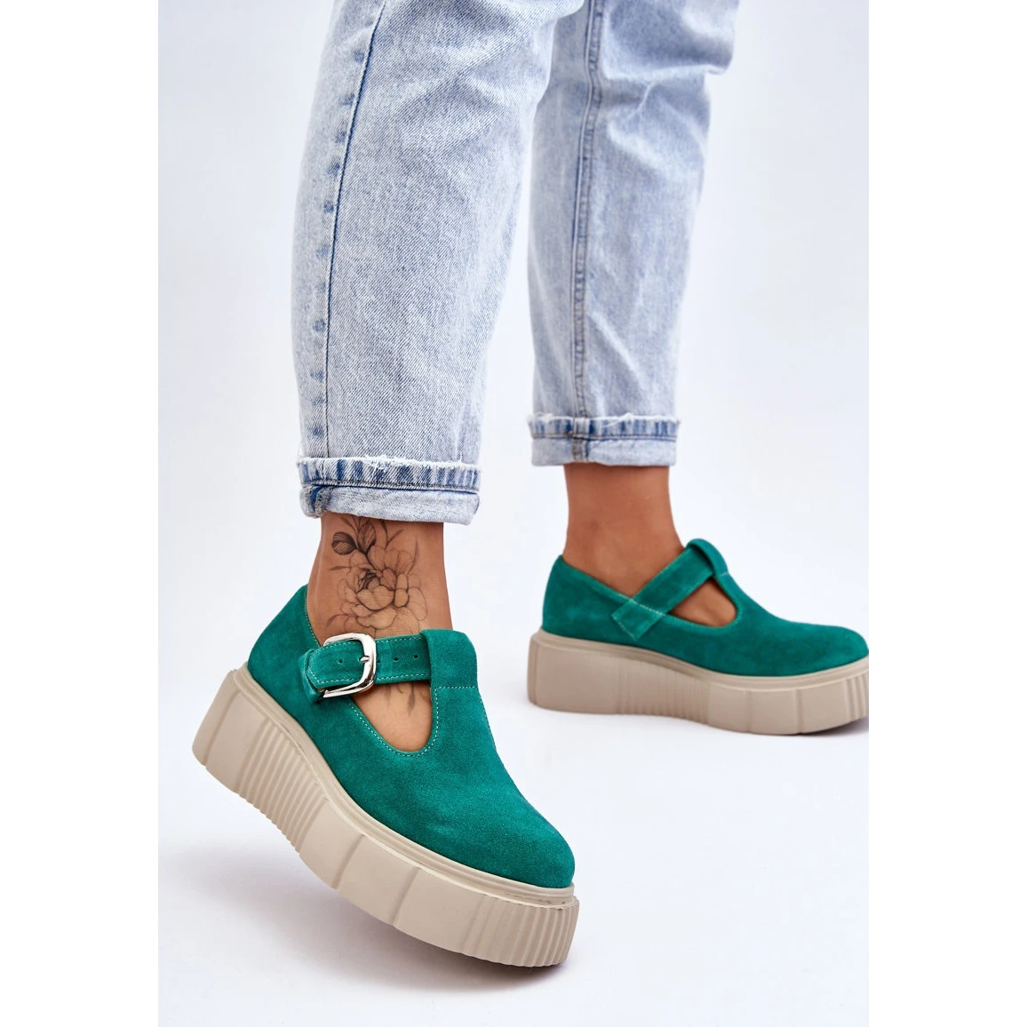 Lemar Brogues En Daim à La Mode Sur Une Plate-forme Massive Vert Colson – Image 6