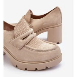 Lemar Escarpins Talon Chunky Et Plateforme Arabell En Daim Beige Clair