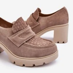 Lemar Escarpins Talon Chunky Et Plateforme Arabell En Daim Beige Foncé