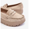 Lemar Mocassins Plateforme Daim Beige Clair Milana