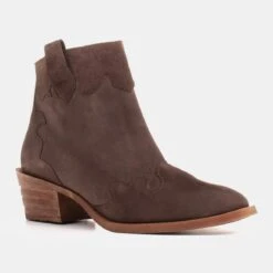 Marco Shoes Bottes De Cowboy Marron En Peau De Chamois Véritable Sans Isolation Brun