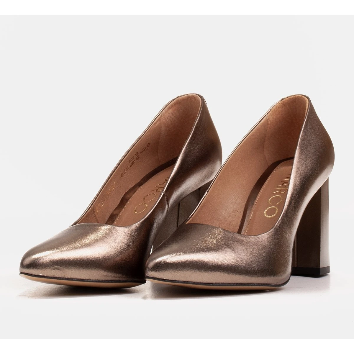 Marco Shoes Escarpins Marron Pour Femme En Cuir Naturel Métallisé Brun