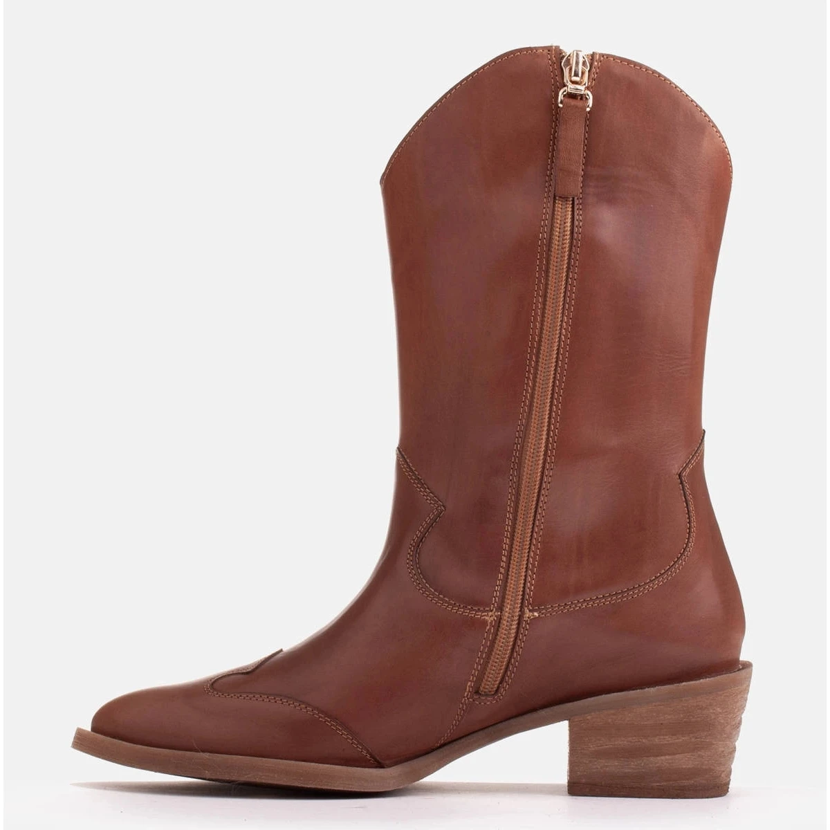 Marco Shoes Santiags Cuir Grainé Marron 1598B-003-1 BP Brun – Image 3