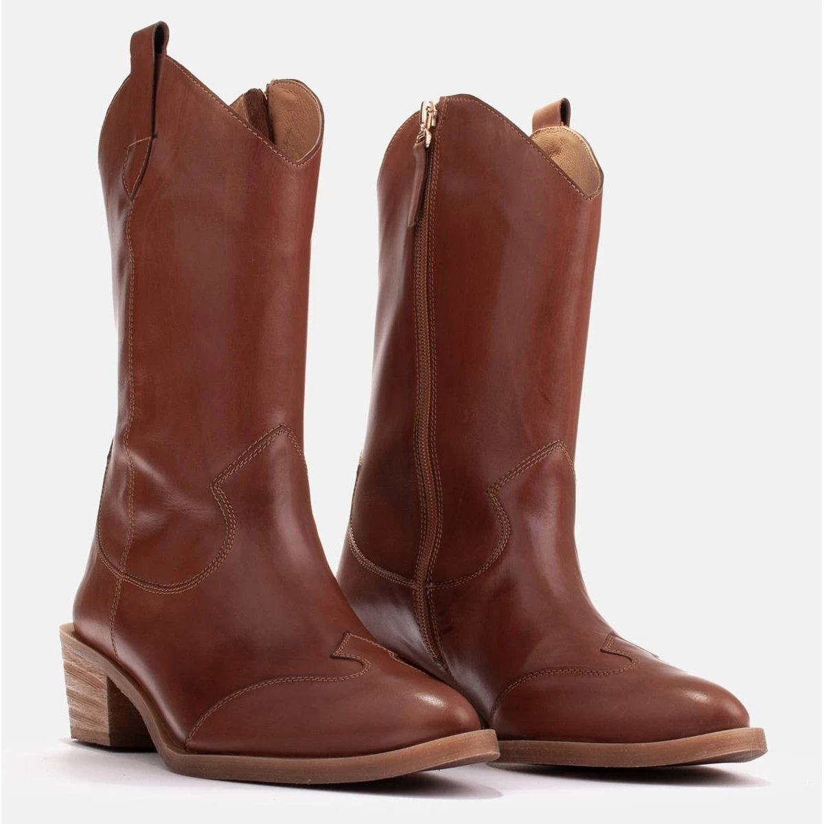 Marco Shoes Santiags Cuir Grainé Marron 1598B-003-1 BP Brun – Image 4