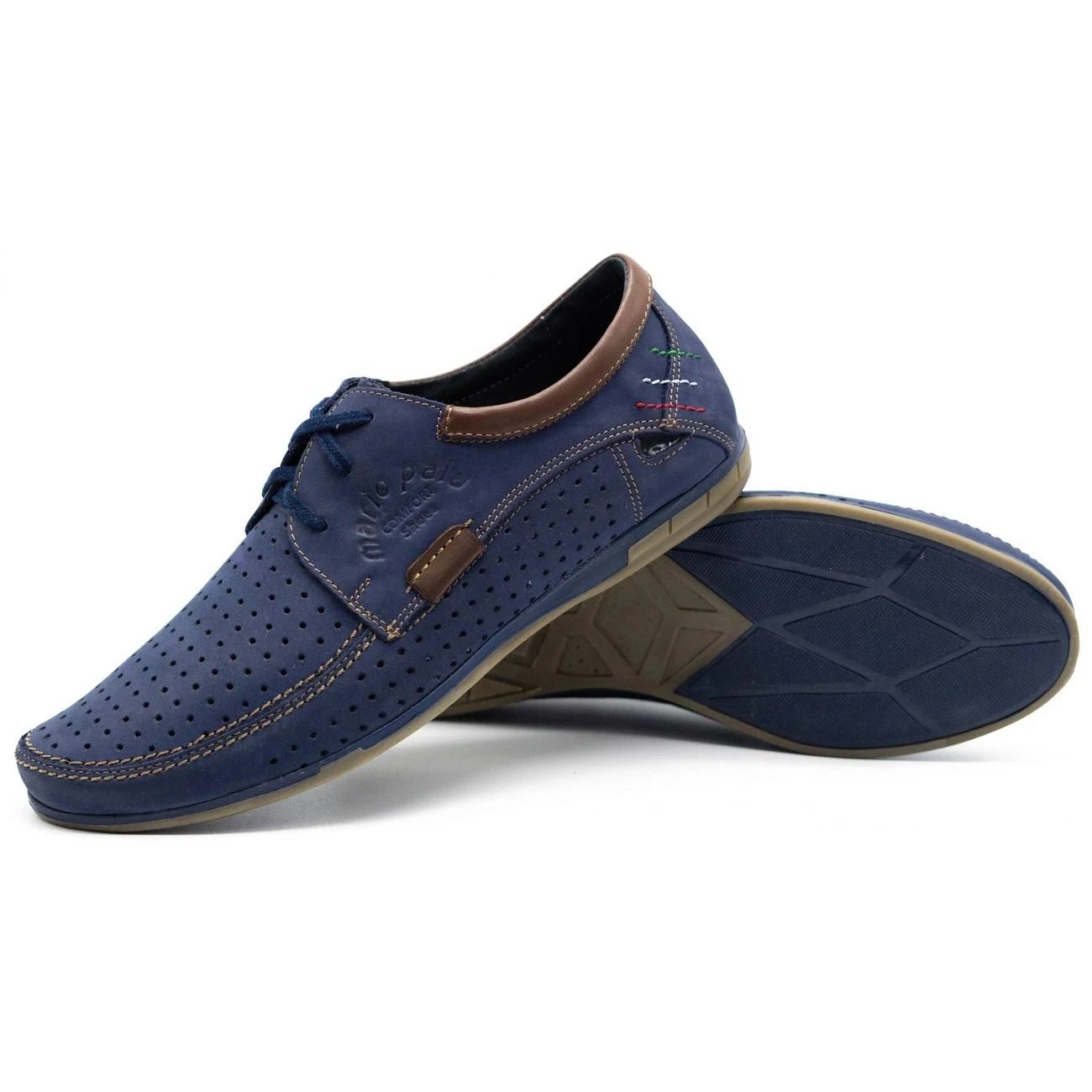 Mario Pala Chaussures Ajourées Homme 563 Bleu Marine – Image 4
