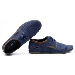 Mario Pala Chaussures Ajourées Homme 563 Bleu Marine Brun