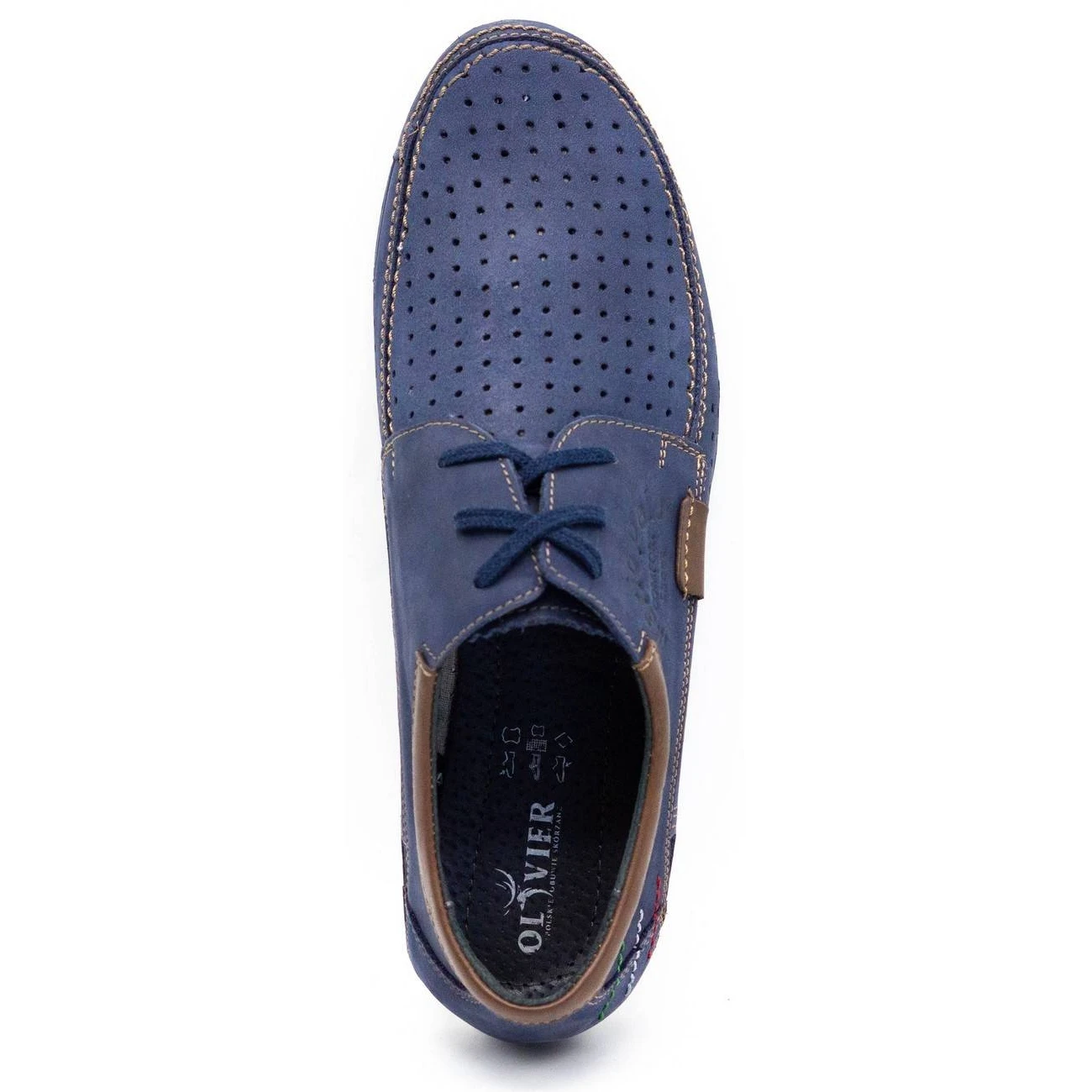 Mario Pala Chaussures Ajourées Homme 563 Bleu Marine Brun – Image 5