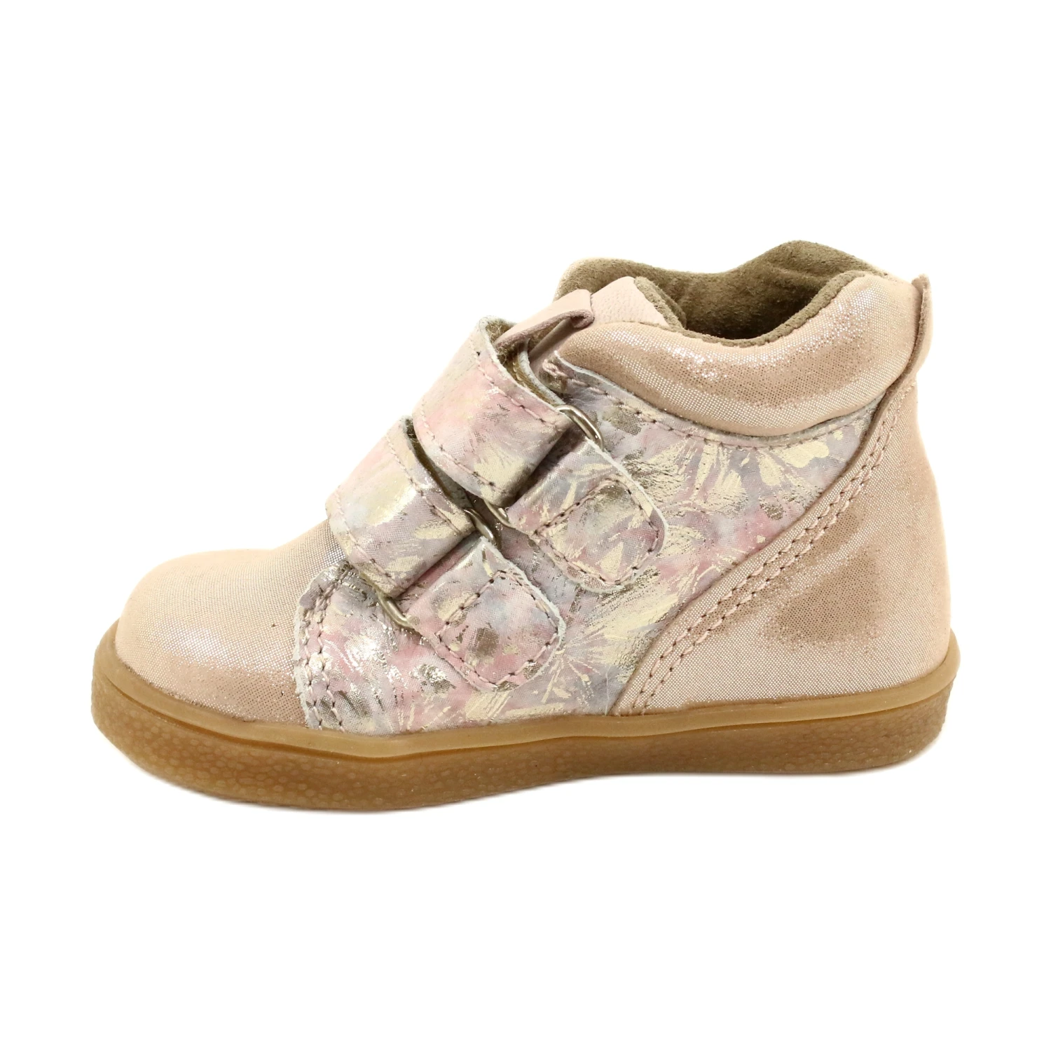Mazurek Bottines Velcro 1302 Spring Flower Satin Doré Beige Rose