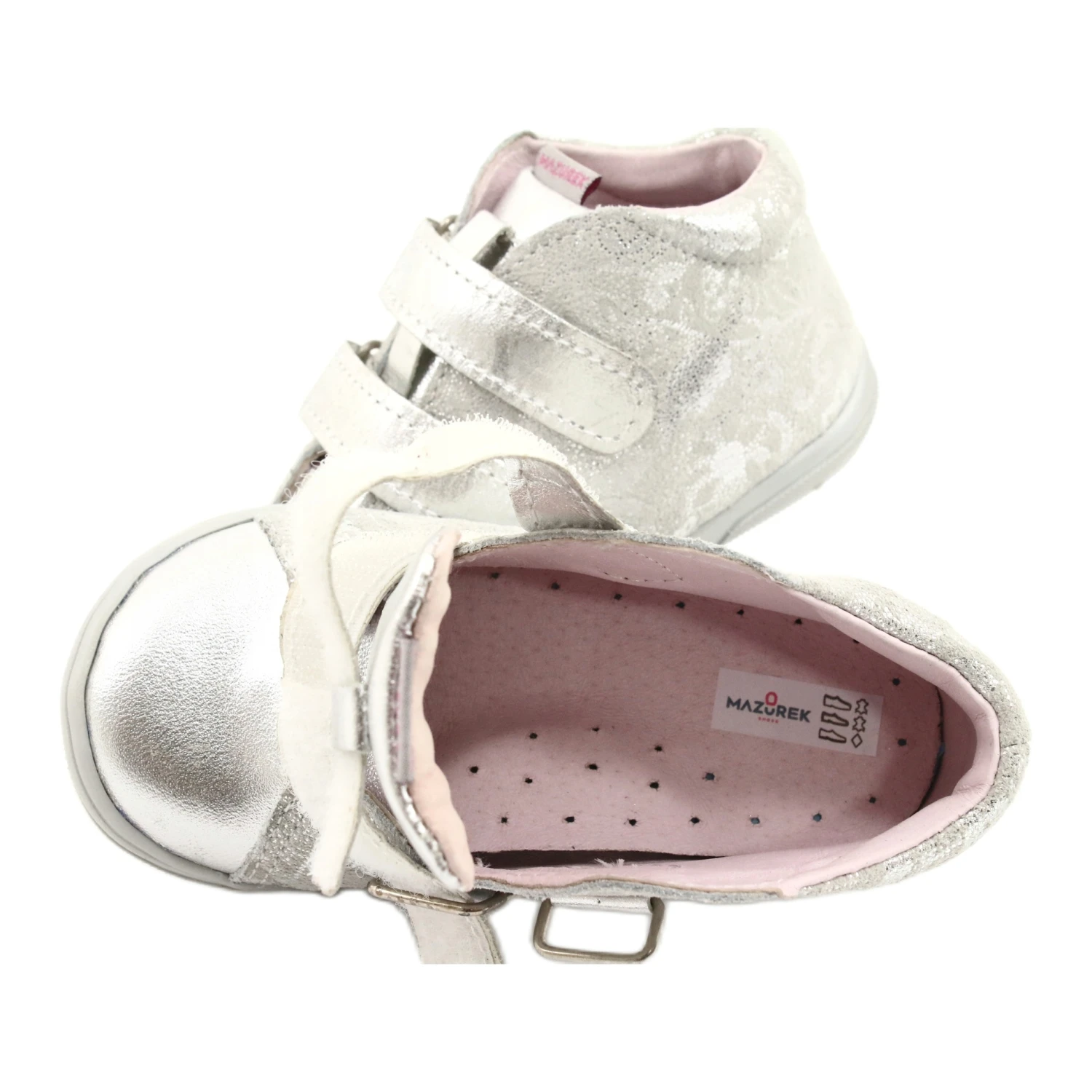 Mazurek Chaussures De Sport En Cuir Avec Velcro 1264 Argent Gris – Image 5