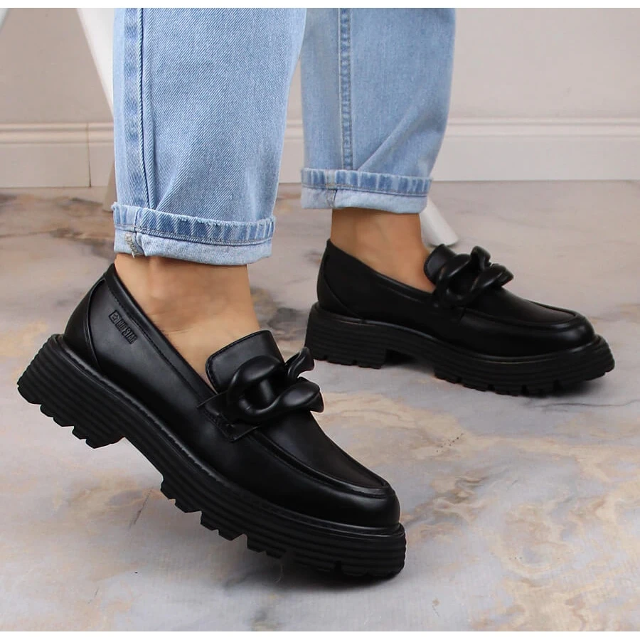 Mocassins à Talons Hauts Big Star LL274580 Noirs Avec Chaîne Le Noir – Image 2