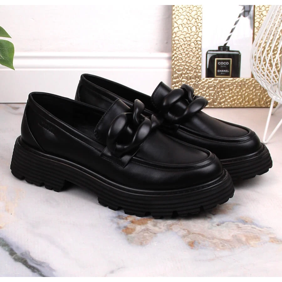 Mocassins à Talons Hauts Big Star LL274580 Noirs Avec Chaîne Le Noir – Image 5