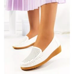 Mocassins Blancs Sur Le Talon Compensé Dalal Blanche