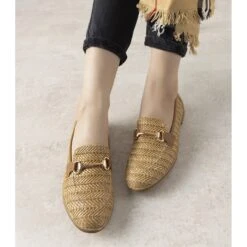 Mocassins Camel à Boucle Leone Brun