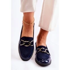 Mocassins Classiques Avec Chaîne Laura Messi 2531 Bleu Marine