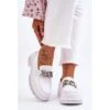 Mocassins Cuir Avec Chaîne GOE LL2N4038 Blanc Blanche