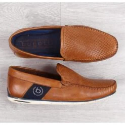 Mocassins En Cuir Marron Pour Homme Bugatti JJ153094 Brun