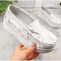 Mocassins En Cuir Pour Femmes Sur La Plate-forme Blanc Artiker 50C1886 Blanche