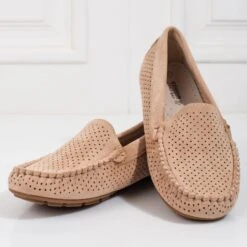 Mocassins Femme Ajourés Shelovet élastique Beige