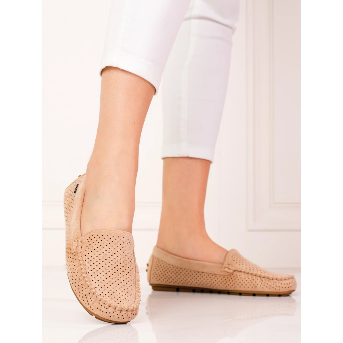 Mocassins Femme Ajourés Shelovet élastique Beige – Image 2