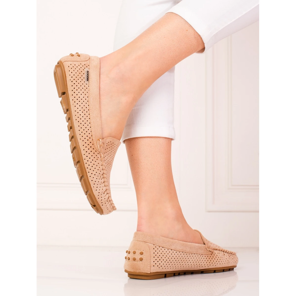 Mocassins Femme Ajourés Shelovet élastique Beige – Image 3