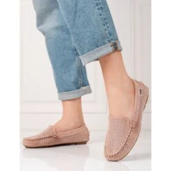 Mocassins Femme Ajourés Shelovet élastique Rose Clair