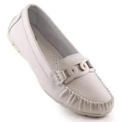 Mocassins Femme En Cuir Avec Chaîne écru Filippo DP4547