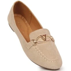 Mocassins Femme En Daim Beige Vinceza 2227