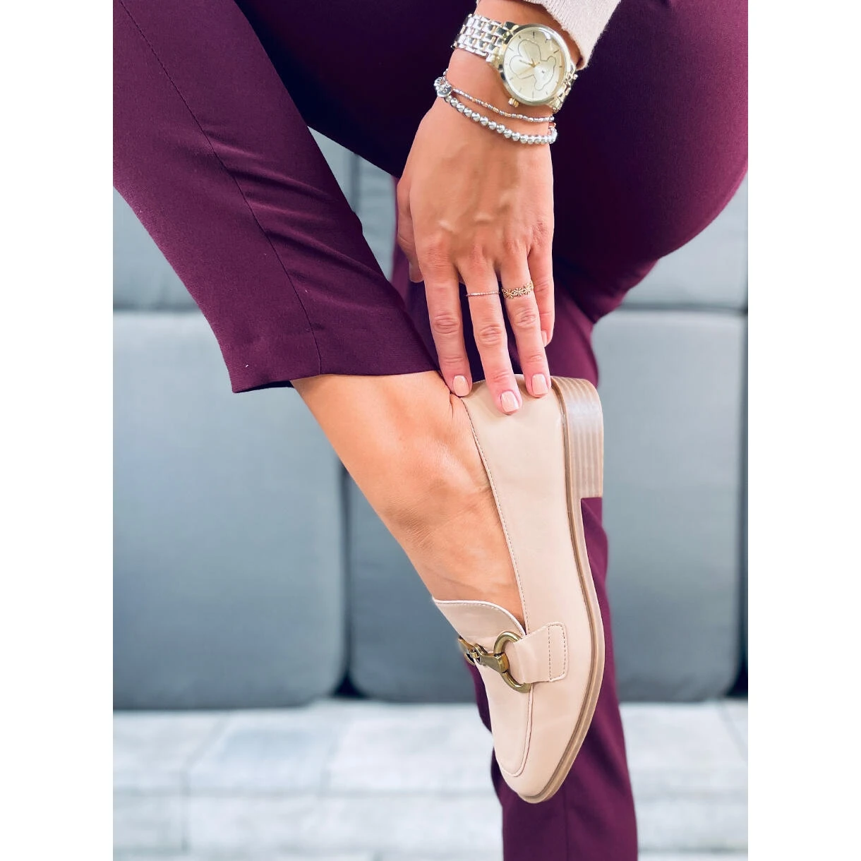 Mocassins Femme Jonna Kaki Beige