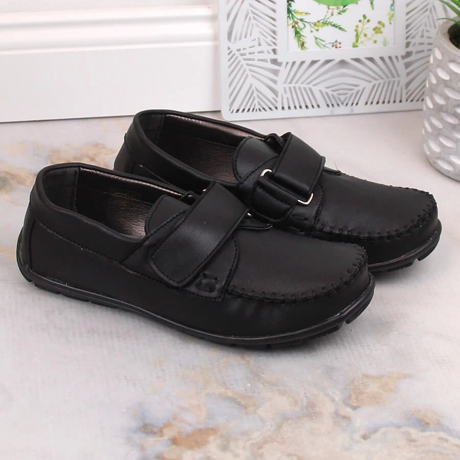 Mocassins Habillés Garçon Avec Velcro Noir Kornecki 6804 Le Noir – Image 3