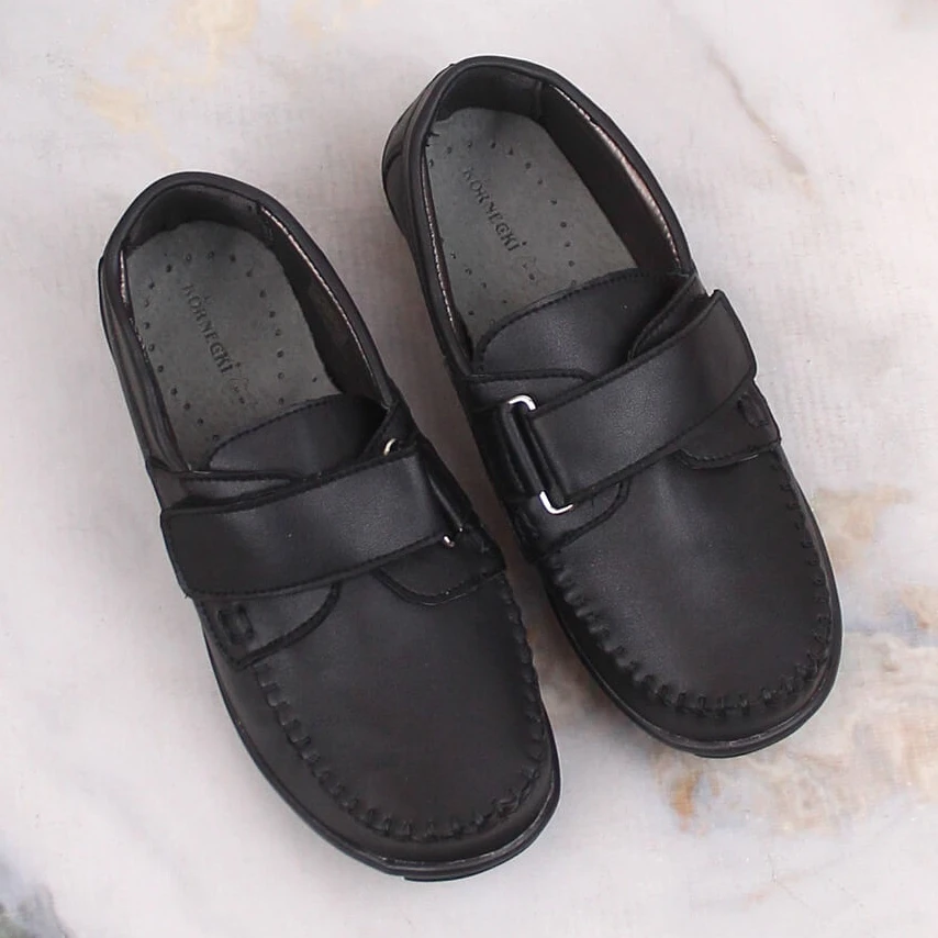 Mocassins Habillés Garçon Avec Velcro Noir Kornecki 6804 Le Noir – Image 4