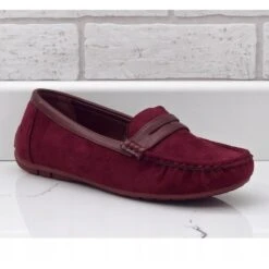 Mocassins Marrons De Ballerines BO-378 Rouge