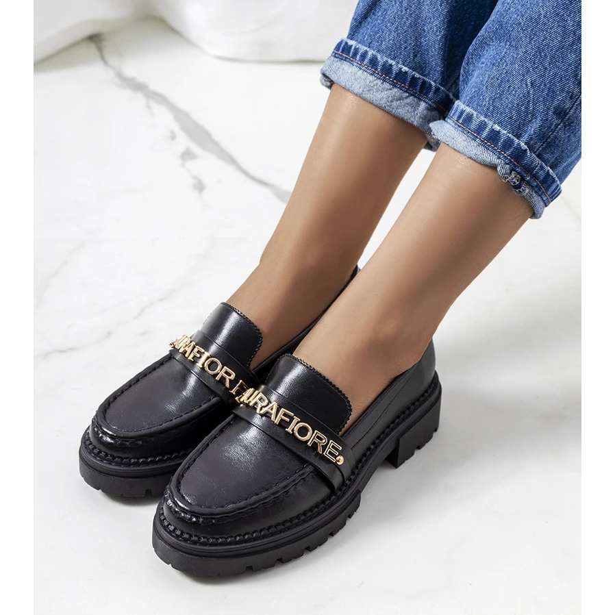 Mocassins Noirs Sur Semelle Haute Louelle Le Noir