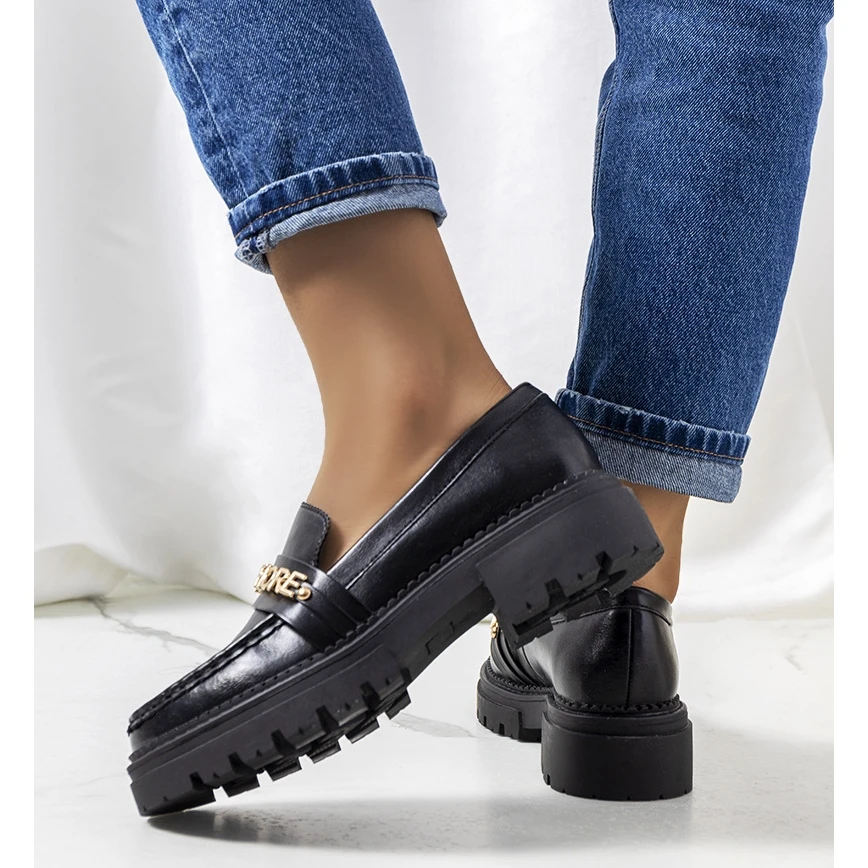 Mocassins Noirs Sur Semelle Haute Louelle Le Noir – Image 2