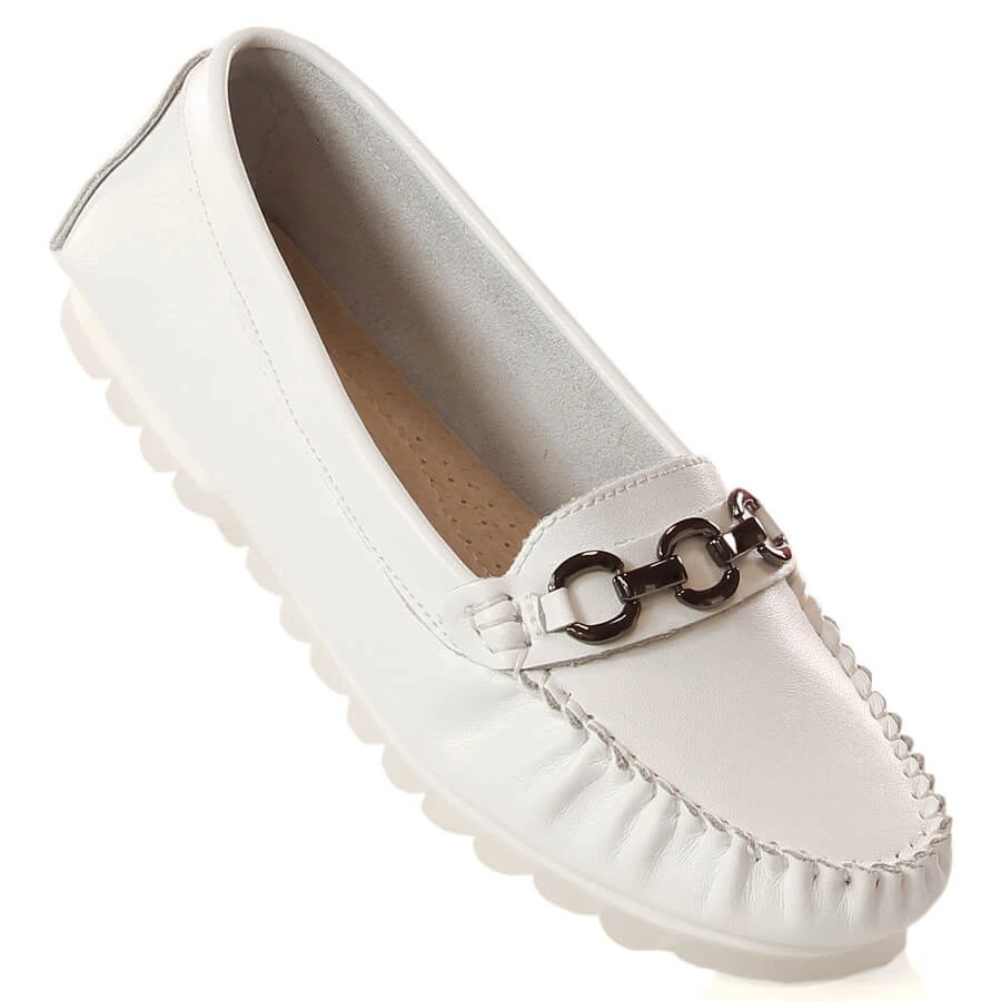 Mocassins Plats Femme Cuir Blanc Vinceza SG23-7834 Blanche