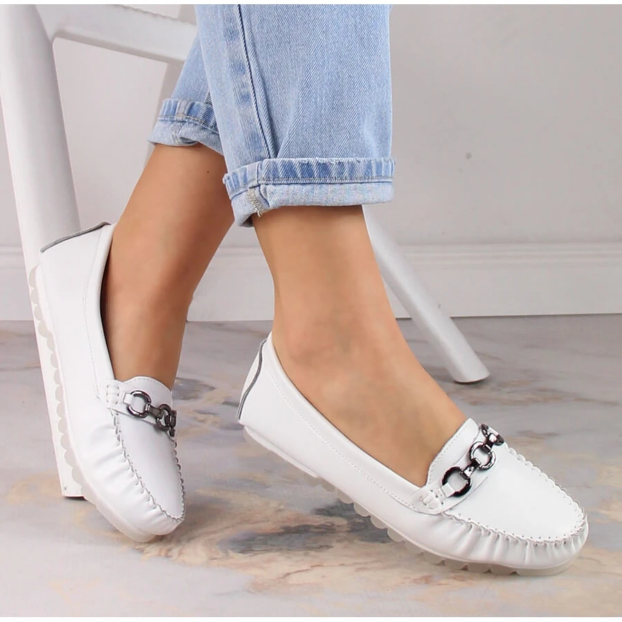 Mocassins Plats Femme Cuir Blanc Vinceza SG23-7834 Blanche – Image 2