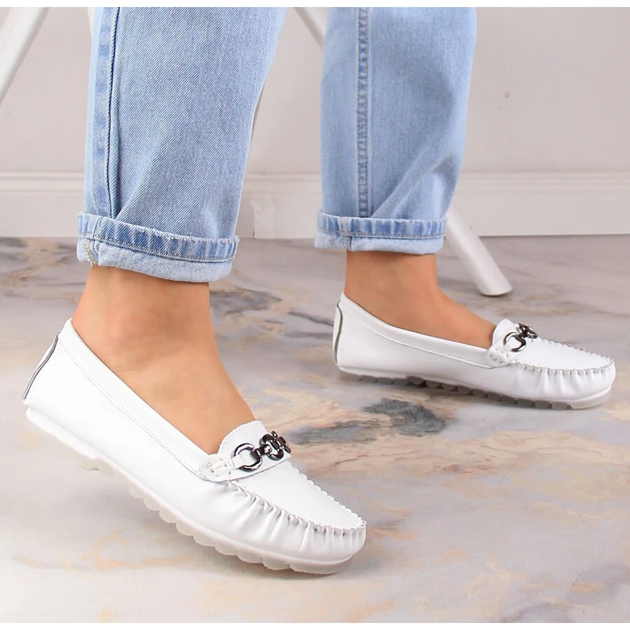 Mocassins Plats Femme Cuir Blanc Vinceza SG23-7834 Blanche – Image 3