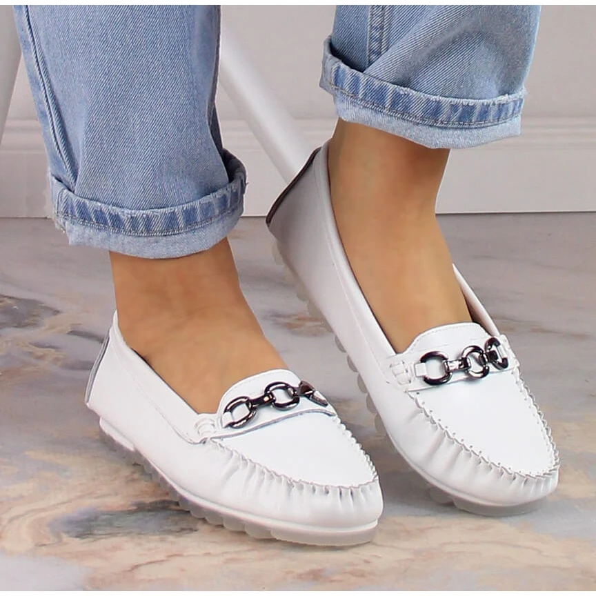 Mocassins Plats Femme Cuir Blanc Vinceza SG23-7834 Blanche – Image 4