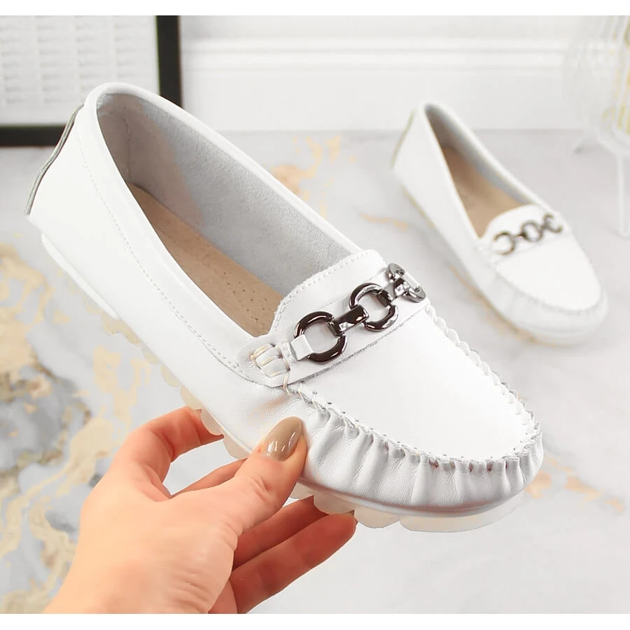 Mocassins Plats Femme Cuir Blanc Vinceza SG23-7834 Blanche – Image 5