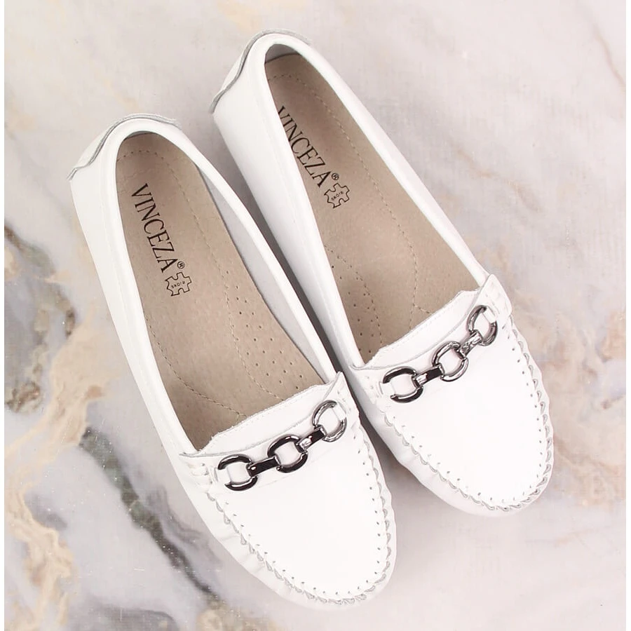 Mocassins Plats Femme Cuir Blanc Vinceza SG23-7834 Blanche – Image 8