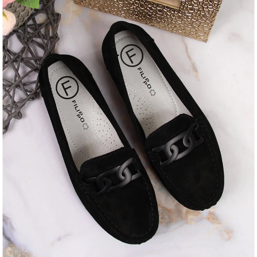 Mocassins Plats Femme Cuir Noir Filippo DP3630 Le Noir – Image 4