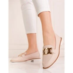 Mocassins Shelovet En Cuir Beige, Femmes